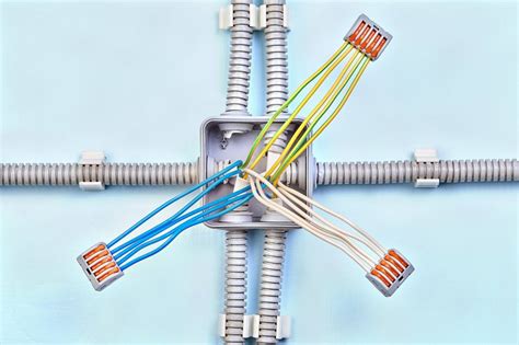 blue wire capped and white wire capped in junction box|wire in junction box.